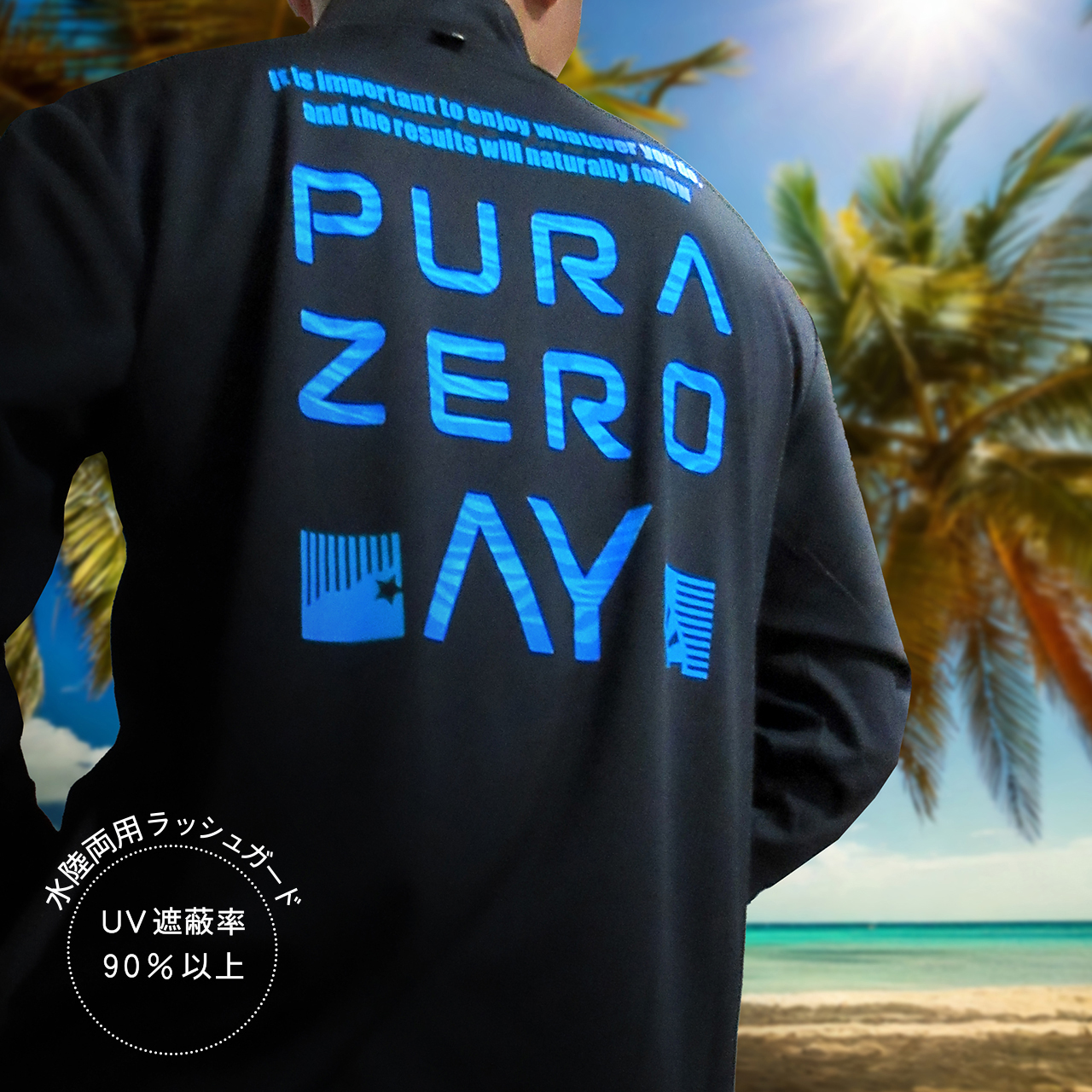 WAVE PATTERN BACK PRINT RASH GUARD